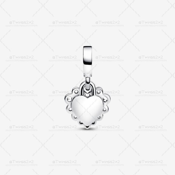 Pandora Sparkling Heart Double Dangle Charm - Picture 2 of 6